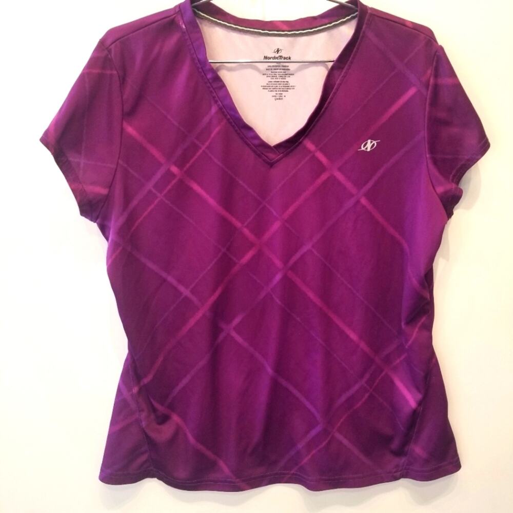 Nordic Track Athletic Workout T-Shirt Treadmill Workout Tee Purple Size XL